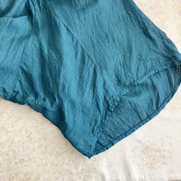 Meo Meli Womens OS Harem Drop Crotch 100% Linen Pants Blue Made in Italy - Picture 8 of 10